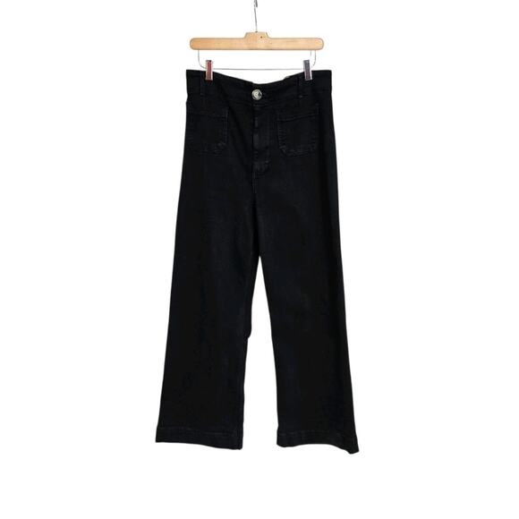 Anthropologie Maeve The Colette Black Wide-Leg Crop Pants Size 31 Tall - Picture 1 of 9